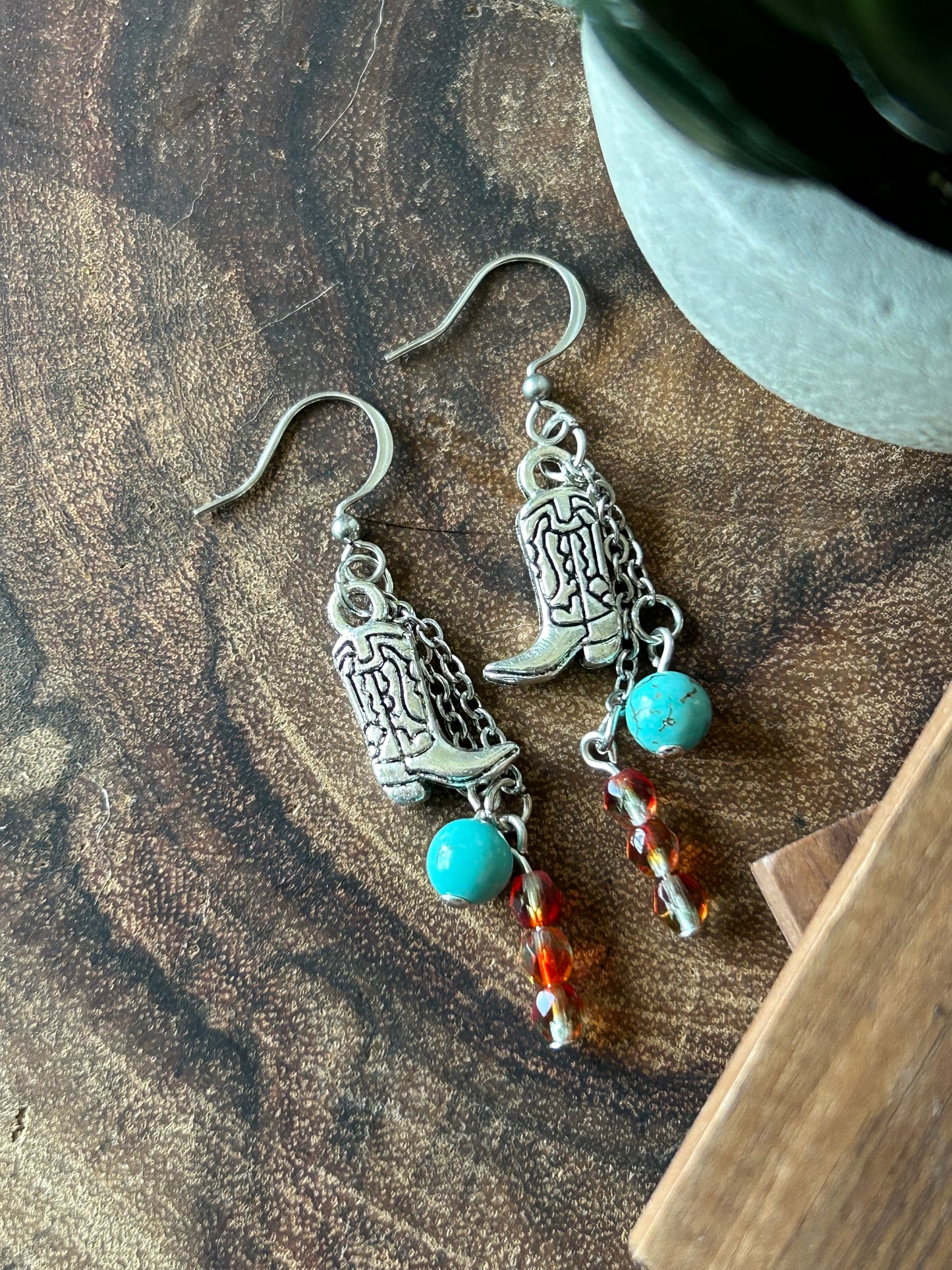 Cowboy Boot Fire Earrings