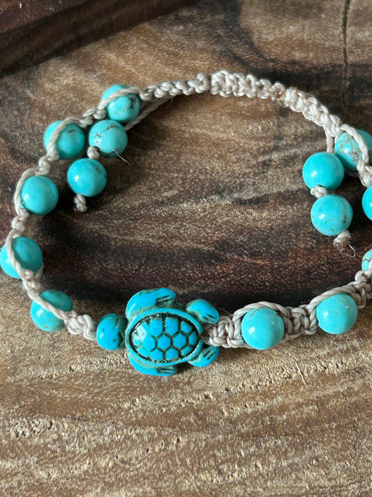 Turquoise Turtle Macrame Bracelet